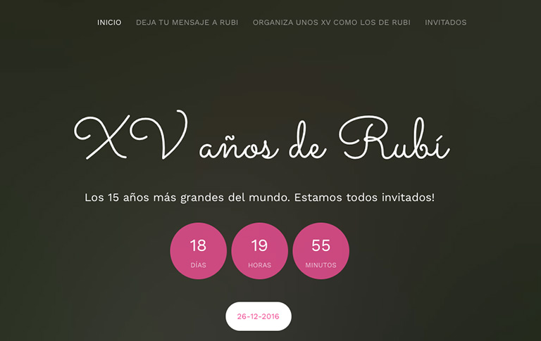Crean página web para los XV años de Rubí